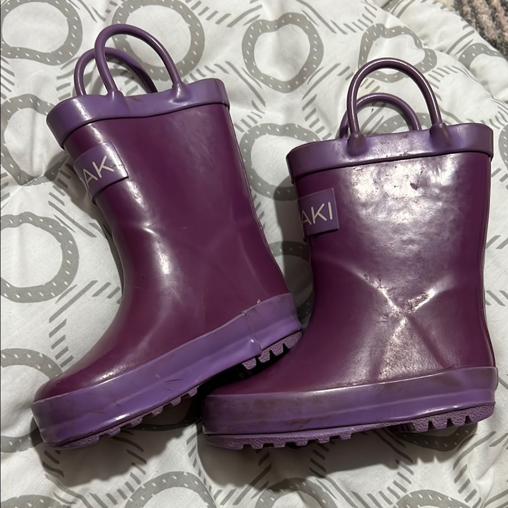 Purple Mid-Calf Rain & Snow Boots with Easy Handles